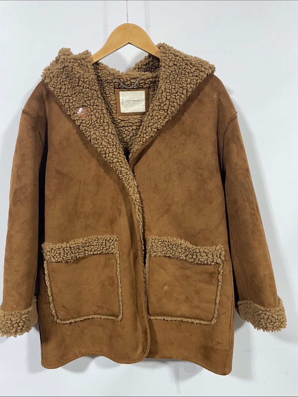 Lucky Brand Brown Sherpa-Lined Hooded Coat